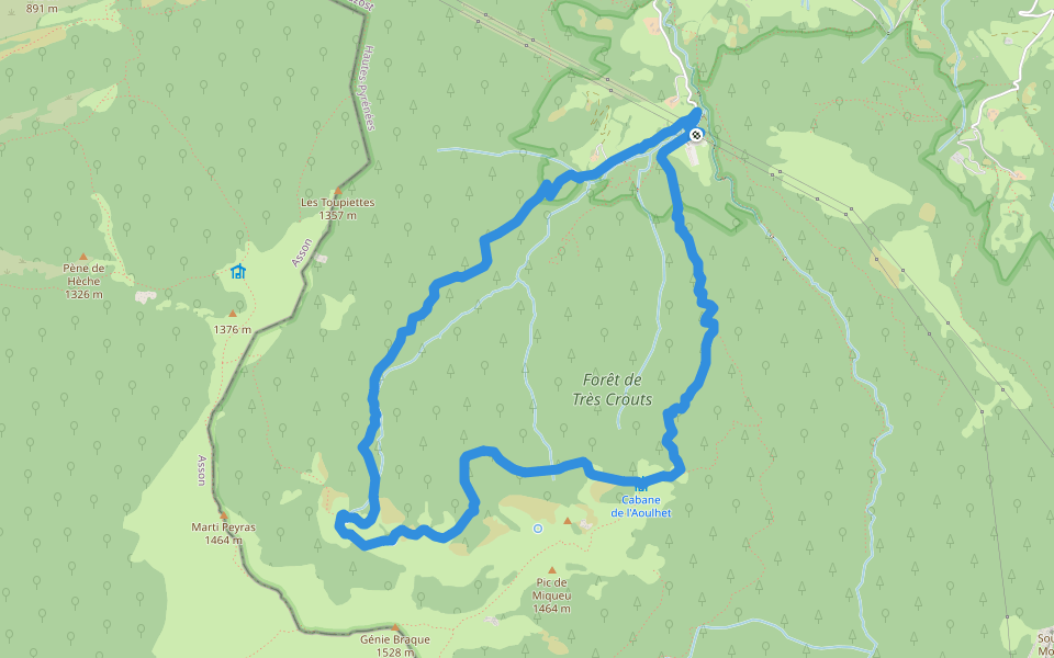 Les Estives de l'Aoulhet walking route map in Saint-Pé-de-Bigorre