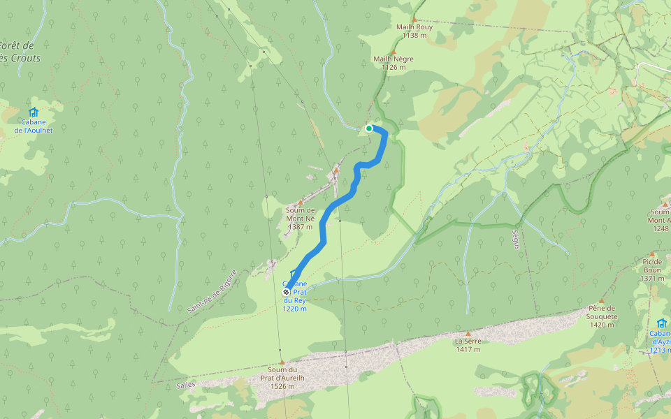 Le Pladi - Col du Prat du Rey walking route map in Saint-Pé-de-Bigorre