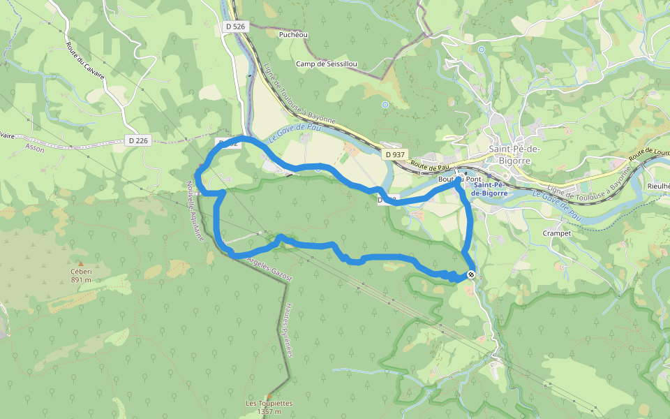 Le sentier du Bénac walking route map in Saint-Pé-de-Bigorre