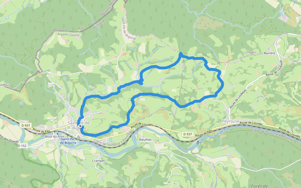 Les Coteaux de Saint-Pé walking route map in Saint-Pé-de-Bigorre