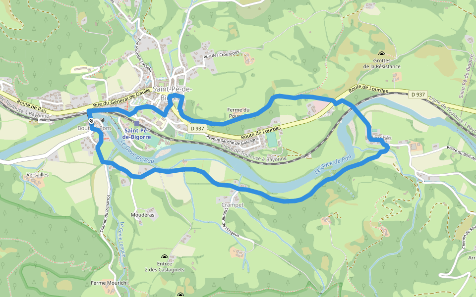 Lengous et Montagnou walking route map in Saint-Pé-de-Bigorre