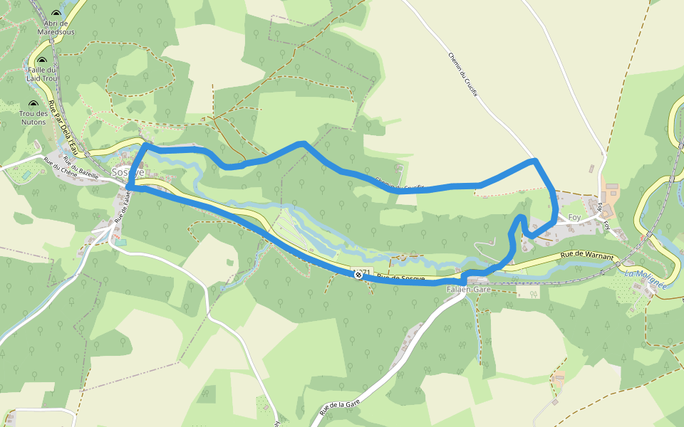 Haies aux Vaches walking route map in Onhaye