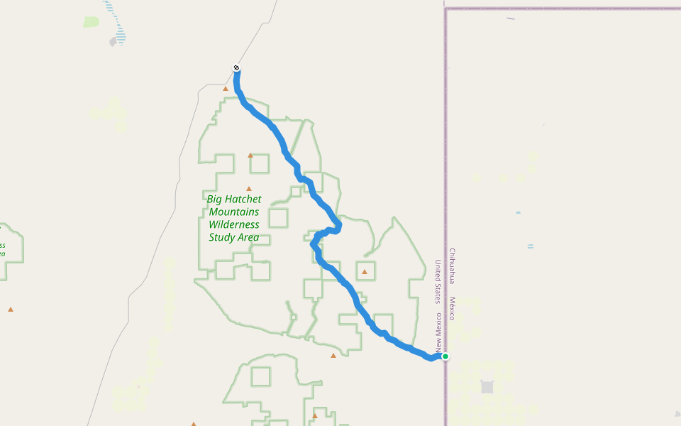 CDT jum walking route map in Hachita