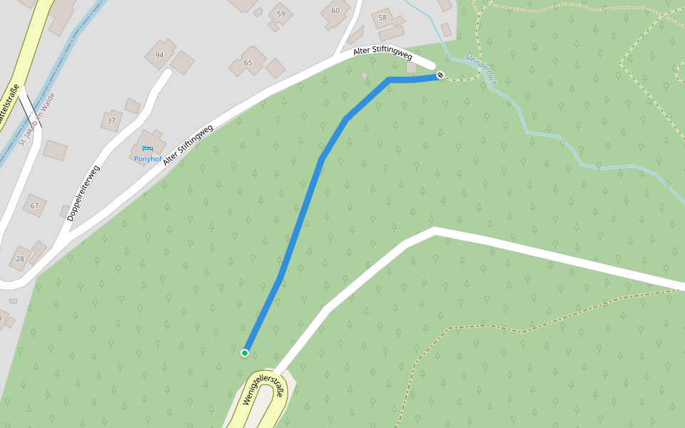 Wanderweg 916 walking route map in Sankt Jakob im Walde