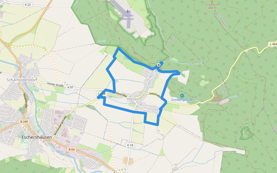 HZ1 Rund um Holzen walking route map in Holzen
