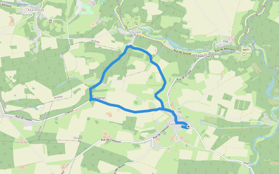Ry de Biert walking route map in Onhaye