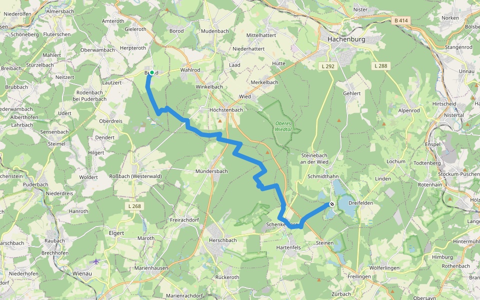 [+] HWW Bad Honnef - Koblenz [4] (Berod - Seeburg am Dreifelder Weiher) walking route map in Berod bei Hachenburg