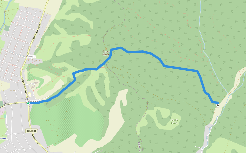 Ghioroc - Vârful Capra - Cladova walking route map in Ghioroc