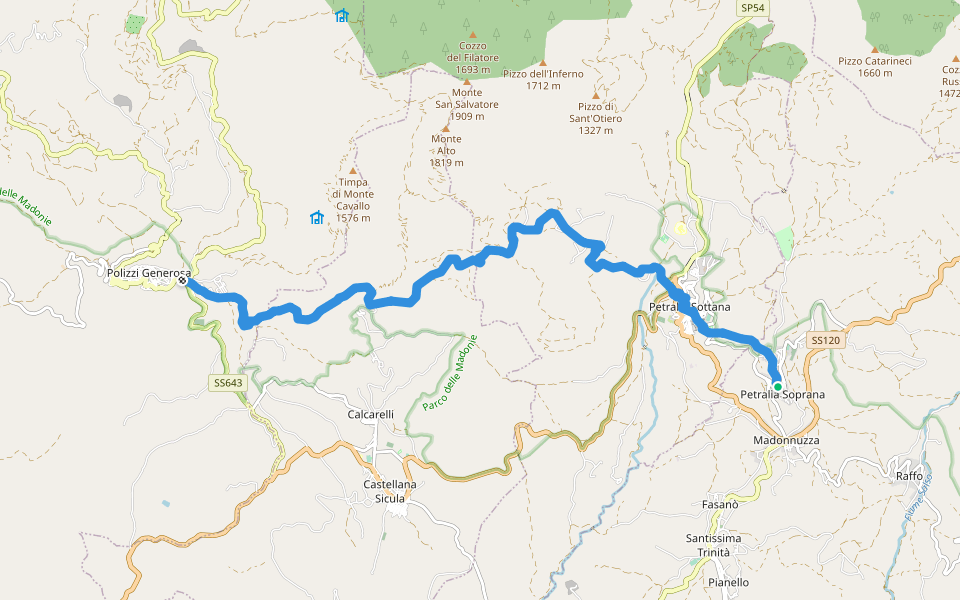 Polizzi Petralia Soprana walking route map in Petralia Soprana