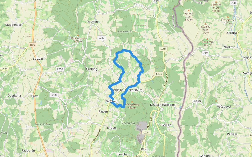 Weinbergweg walking route map in Tieschen