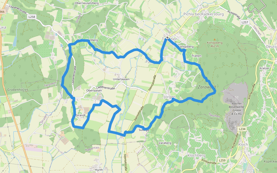 Naturbühne - Steinbruchweg walking route map in Tieschen