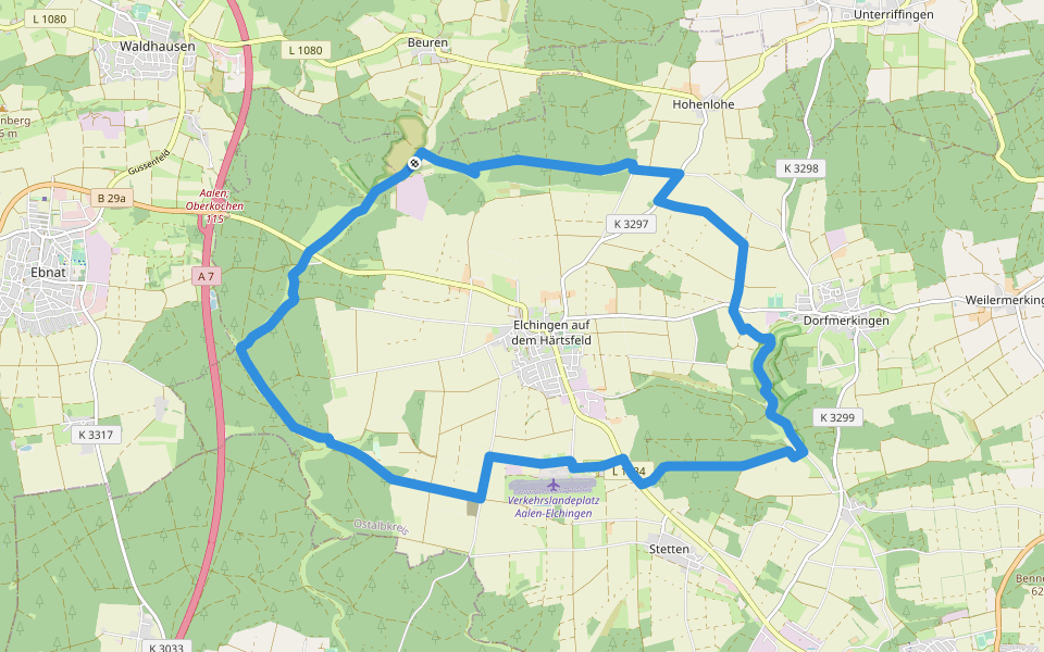 Elchweg walking route map in Neresheim