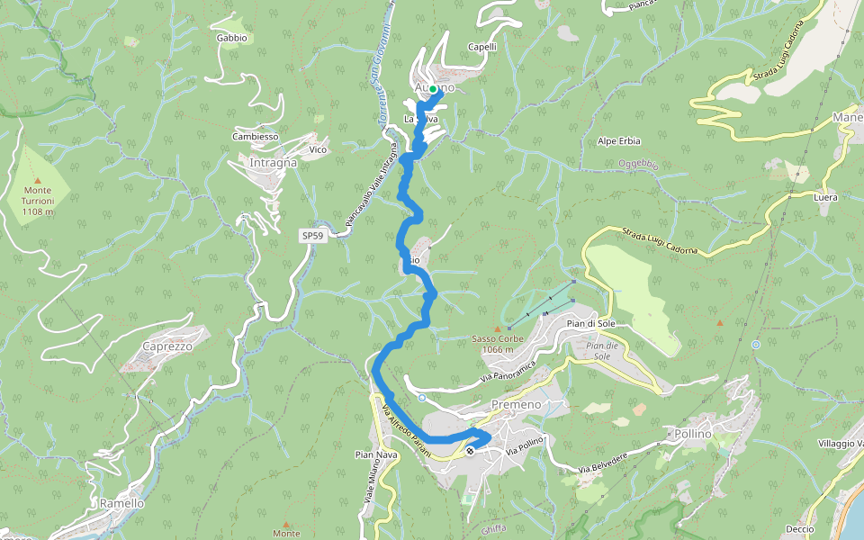 R08 Aurano - Esio - Premeno walking route map in Aurano