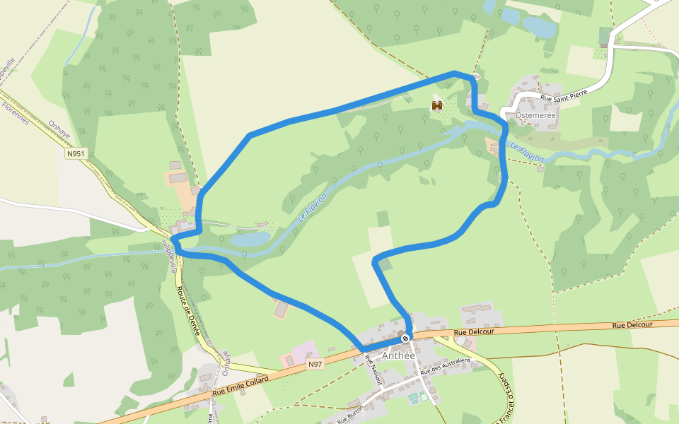 La Forge - Ostemerée walking route map in Onhaye