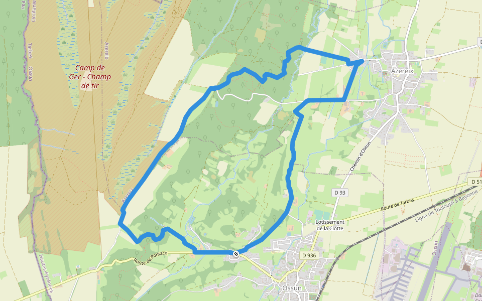 Les 3 Chapelles walking route map in Ossun