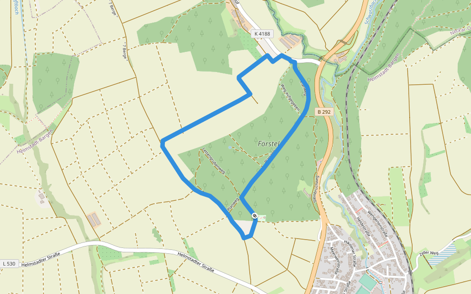 Rundwanderweg Förstel 3: Weilermühlen-Weg walking route map in Helmstadt-Bargen
