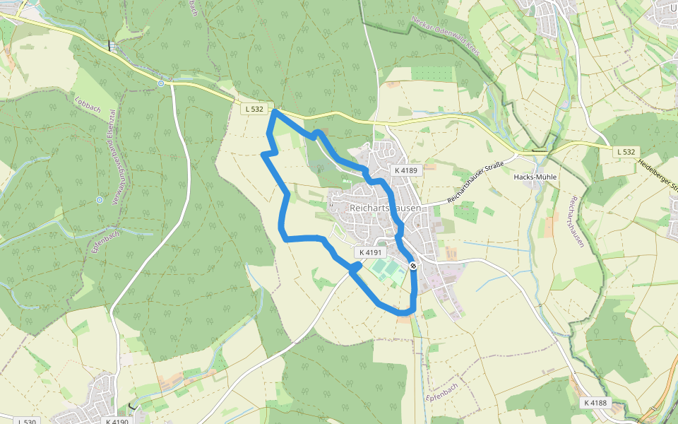 Rundwanderweg Reichartshausen 1: Lindenberg-Weg walking route map in Reichartshausen