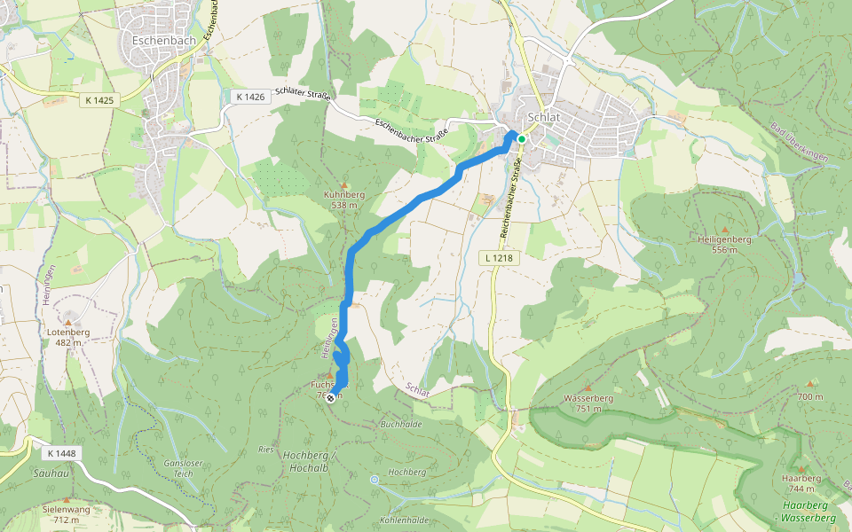 Schlat - Fuchseck walking route map in Schlat
