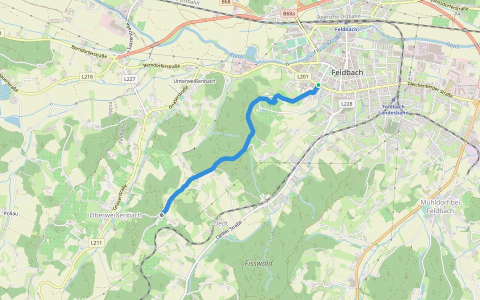 3-Vulkane-Weg walking route map in Feldbach