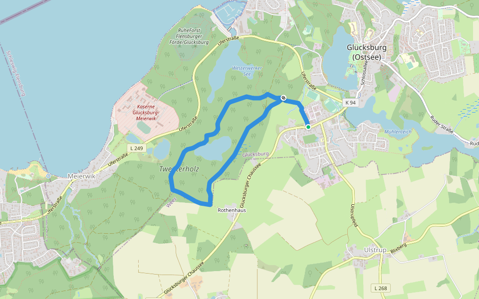 Wanderweg in Glücksburg walking route map in Glücksburg (Ostsee)
