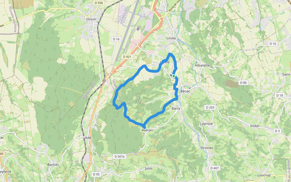Le Chemin des Crêtes walking route map in Bénac