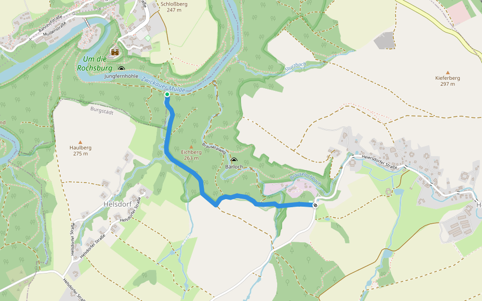 Ww Muldentalweg - Parkplatz Heiersdorf walking route map in Burgstädt