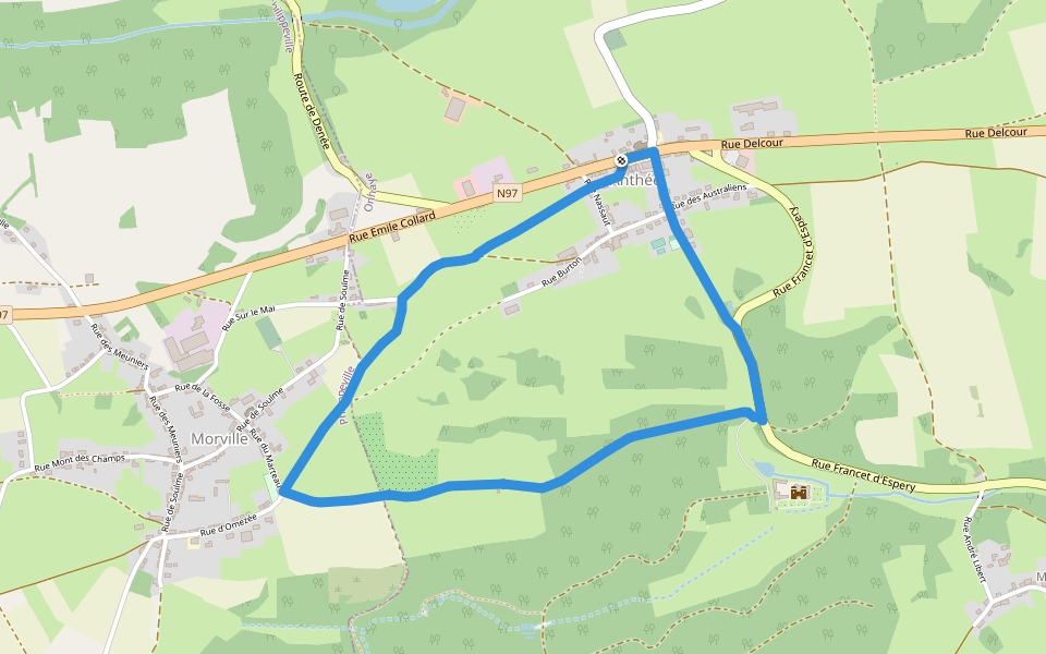 Grand Bon Dieu walking route map in Onhaye
