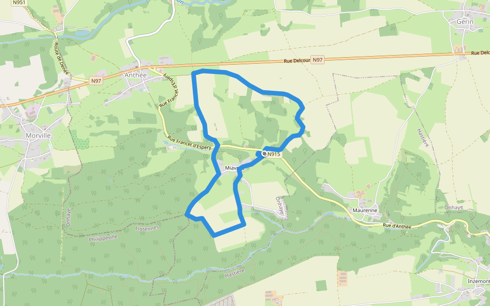 Belle Saule - Les Salinges walking route map in Onhaye