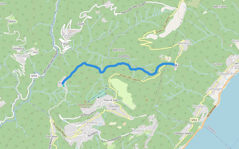 R12 - Esio - Luera walking route map in Esio