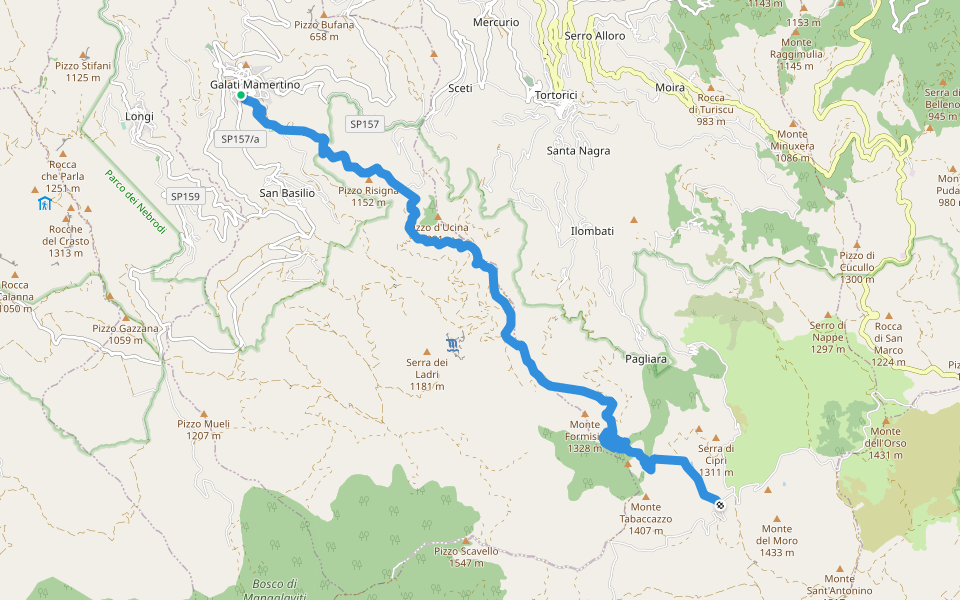 Galati Mamertino-Passo della Busica walking route map in Galati Mamertino