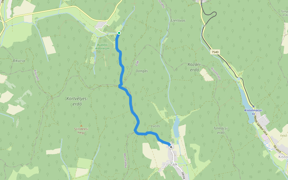 P+ (Zajk) walking route map in Kiscsehi