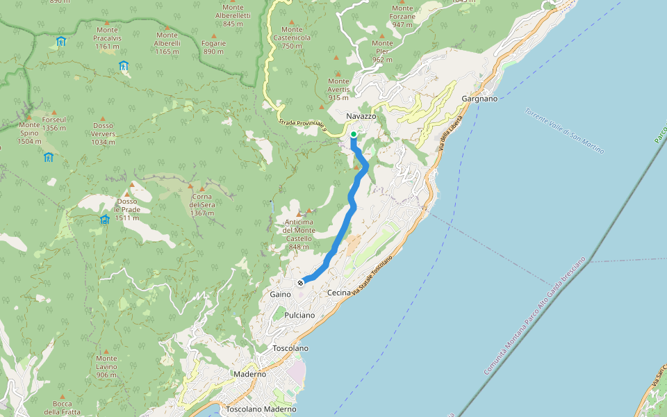 Gaino - Navazzo walking route map in Navazzo