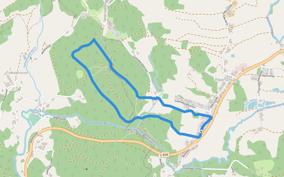 Kleine Waldkapellenrunde walking route map in Vorderweißenbach