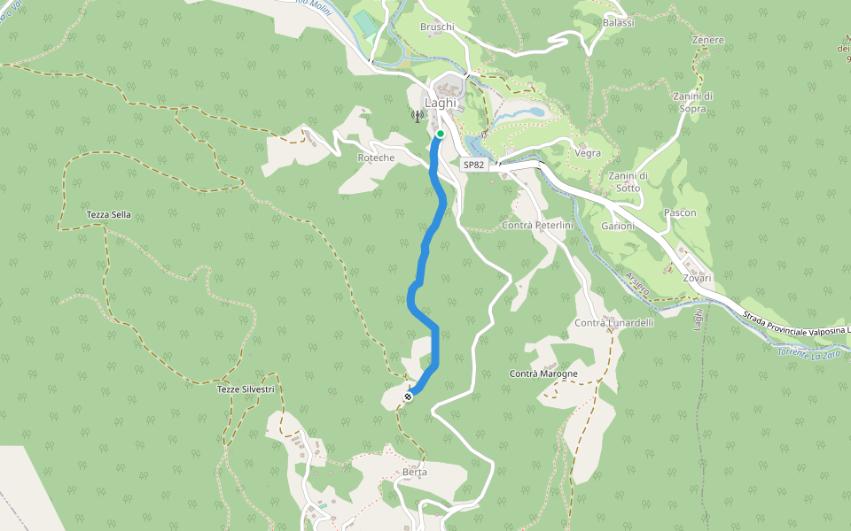 Strada della Cenega walking route map in Laghi