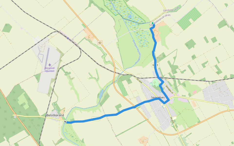 Z (Seregélyes, Elzamajor – Seregélyes – Belsőbáránd) walking route map in Seregélyes