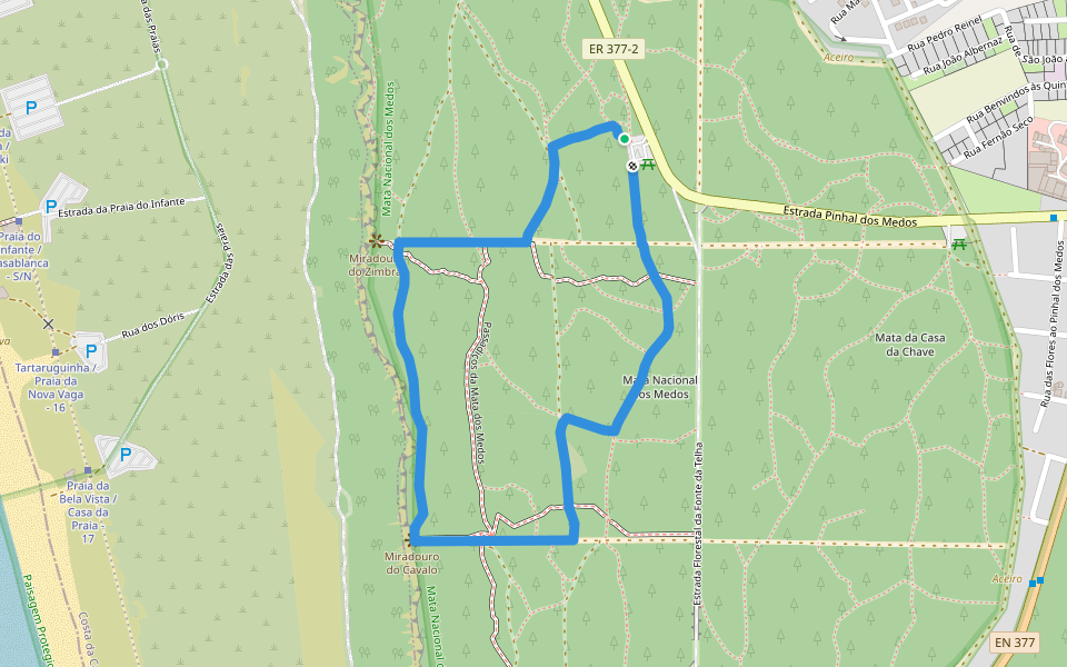 Percurso Azul da Mata dos Medos walking route map in Charneca de Caparica