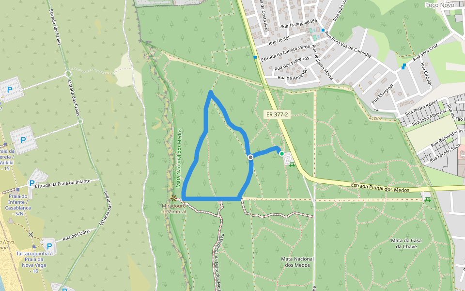 Percurso Verde da Mata dos Medos walking route map in Charneca de Caparica