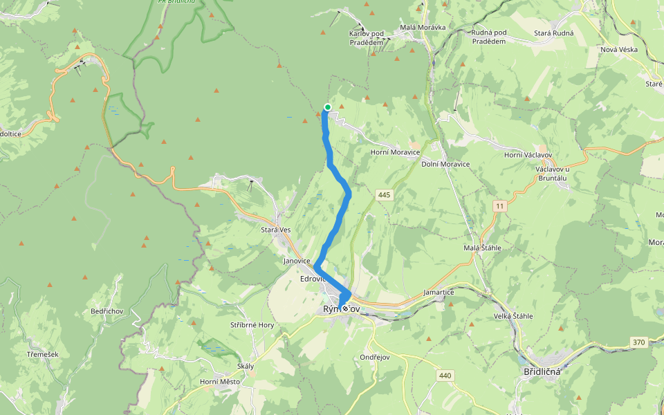 Nová ves - Rýmařov walking route map in Dolní Moravice