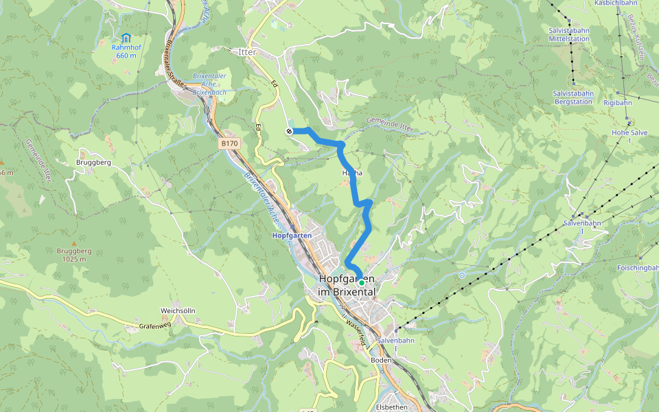 Wanderweg 1 - Itter/Hopfgarten walking route map in Hopfgarten-Markt