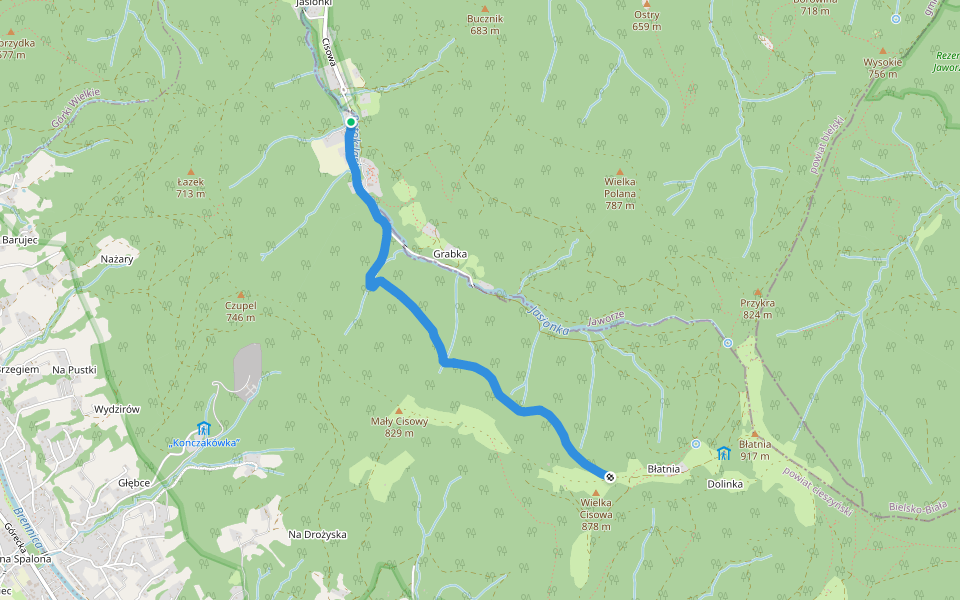 Szlak Harcerski walking route map in Jaworze