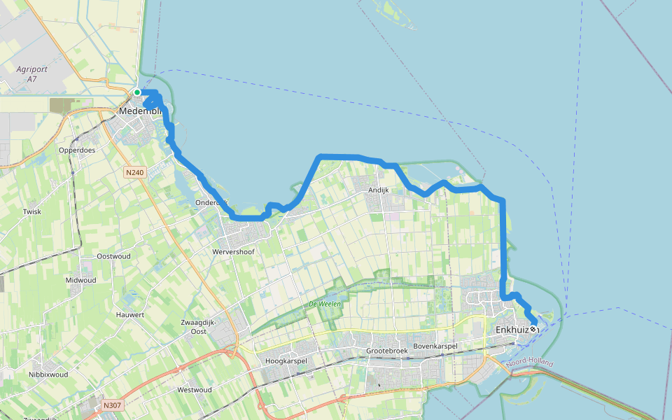 Zuiderzeepad - 27 walking route map in Medemblik