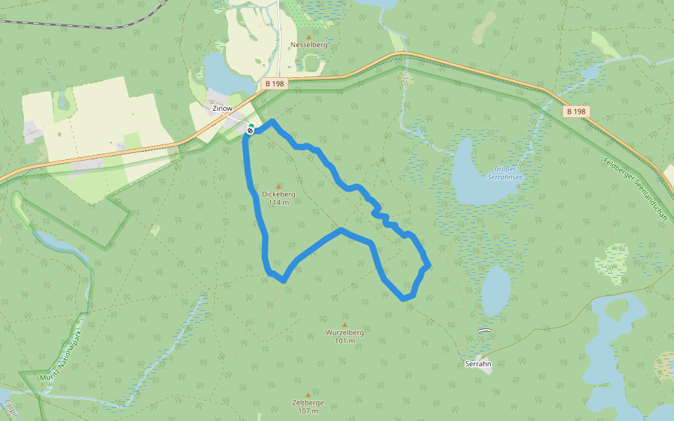 Schwarzes Wildschwein Zinow walking route map in Carpin