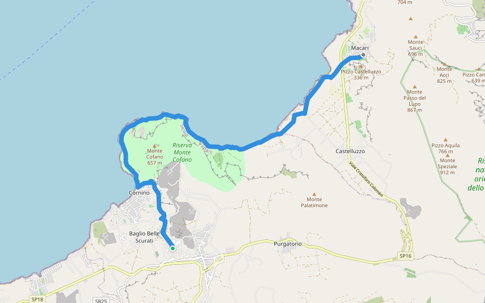 Sentiero Italia - Tappa V03 walking route map in Custonaci
