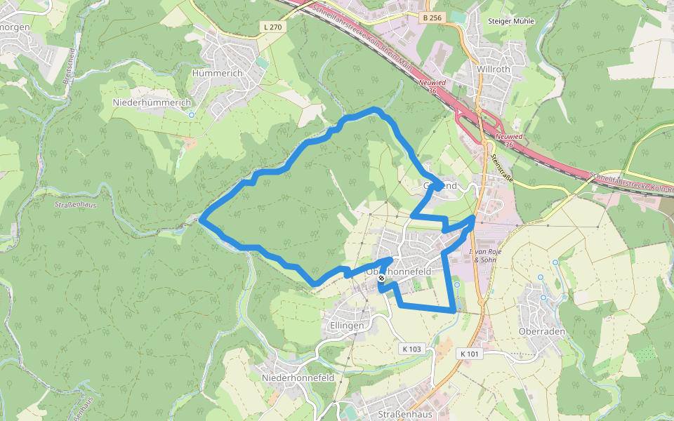 Rundwanderweg Gierend 1 walking route map in Oberhonnefeld-Gierend