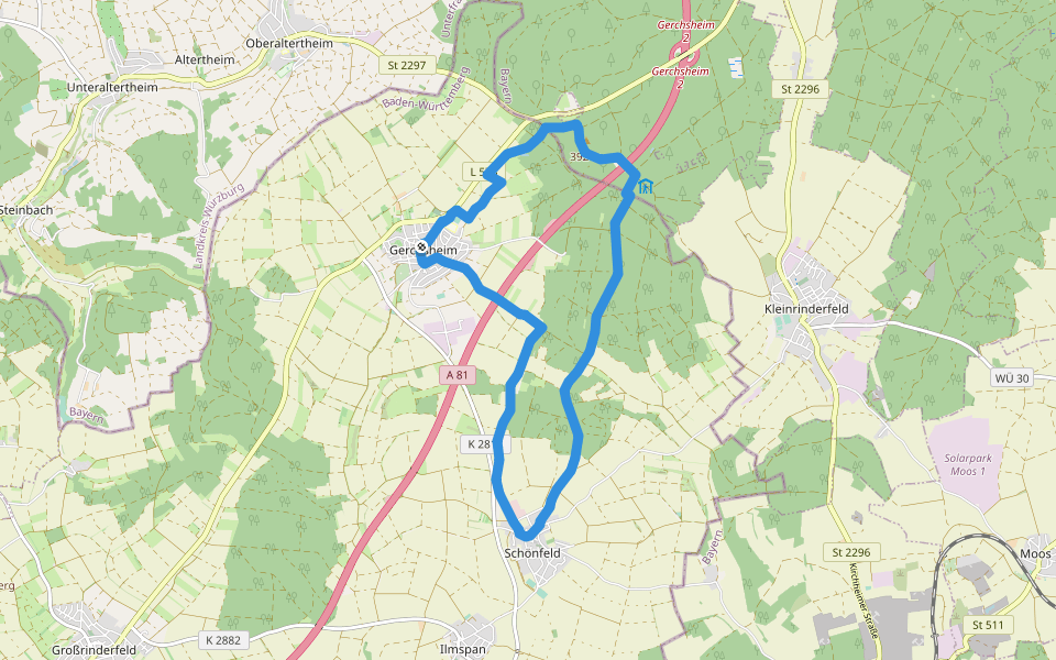 Liebliches Taubertal – Rundwanderweg 12 – Bildstöcke und Wegkreuze walking route map in Großrinderfeld