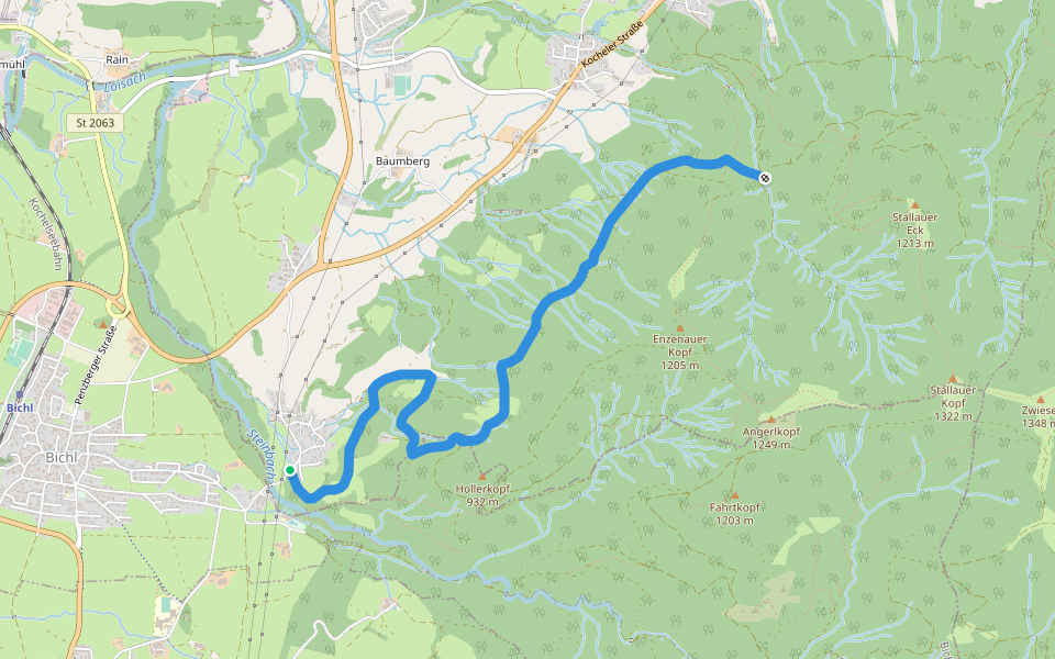 Wanderweg HB 1 - Isarwinkel walking route map in Bad Heilbrunn