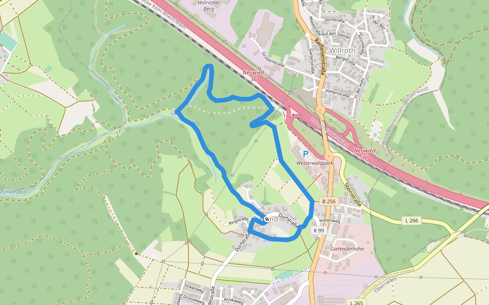 Rundwanderweg Oberhonnefeld 1 walking route map in Oberhonnefeld-Gierend