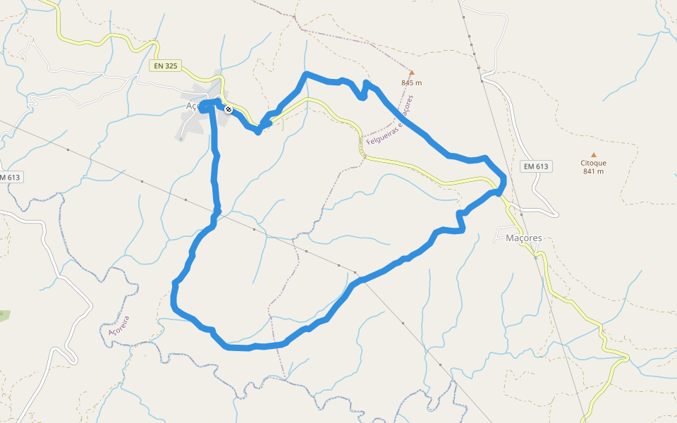 Rota das Amendoeiras walking route map in Felgueiras