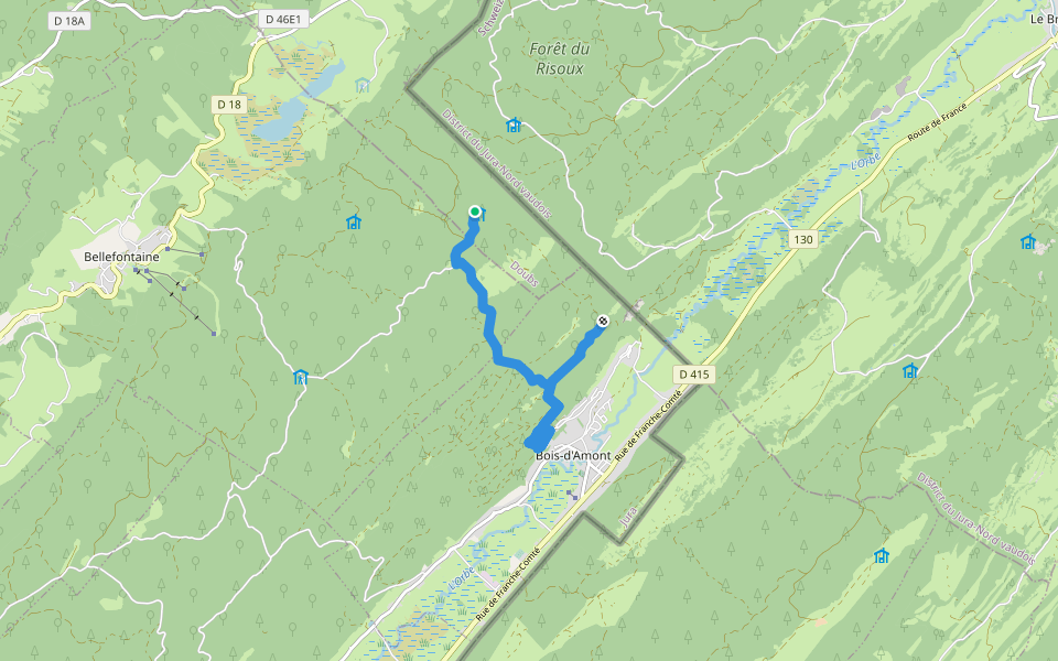 La Chaux Sèche walking route map in Chapelle-des-Bois