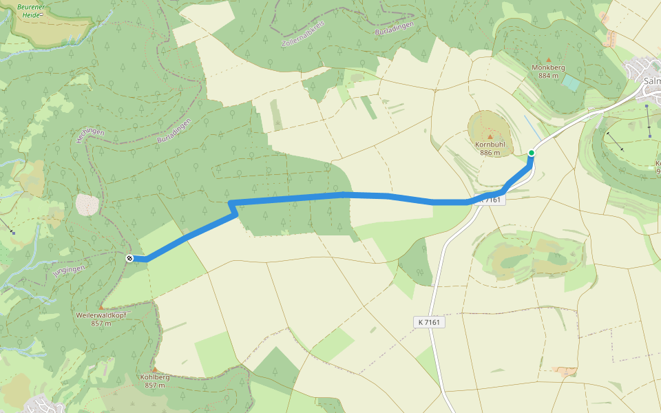 Nebenweg - Kornbühl - Heufeld - Hirschkopf walking route map in Burladingen